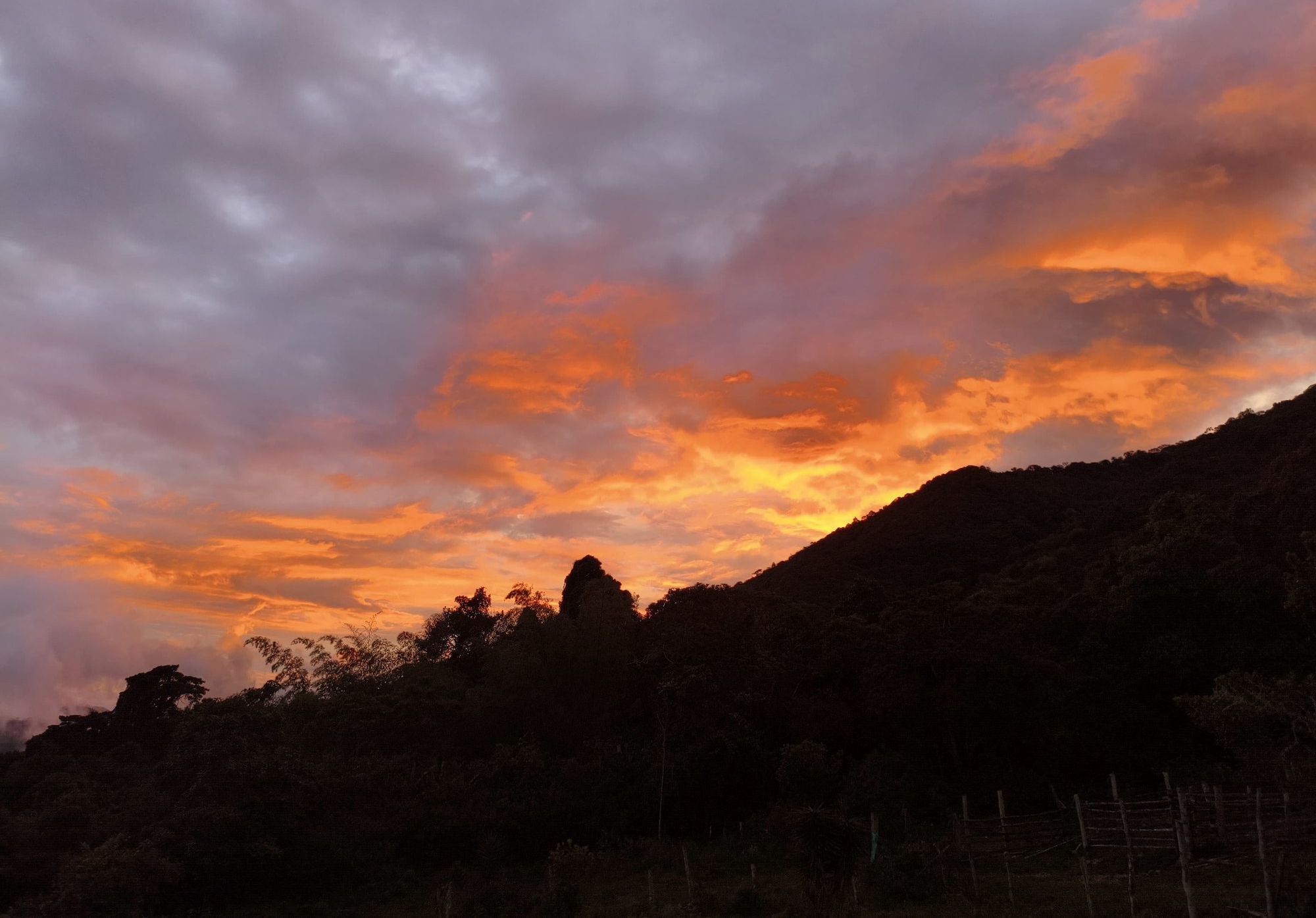 Orange sunset over the ridge