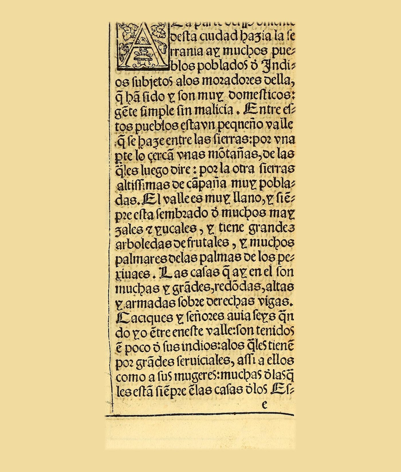 Columna impresa en 1553 en letra gótica: Cieza de León describe el valle de Lile