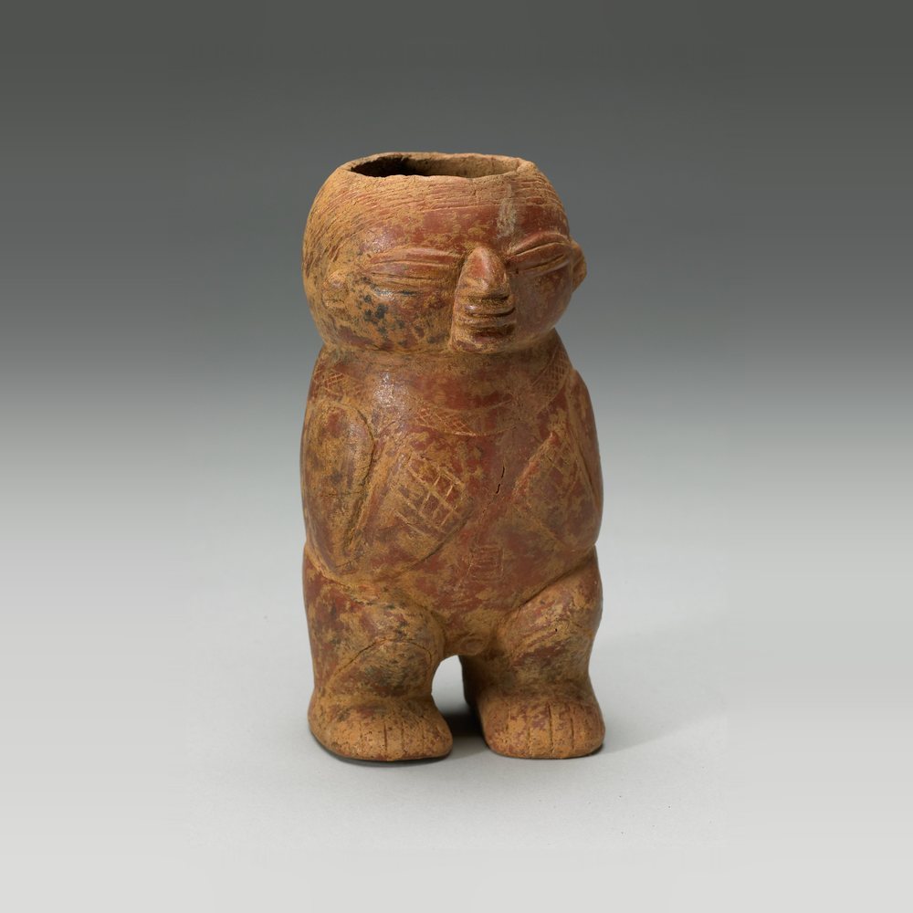 Vasija de figura masculina, cultura Calima, 100 a. C.-100 d. C., terracota.
